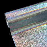 Rouleau de film holographique verticale argentée sans couture pour estampage à chaud, film holographique irisé pour cartes de jeu