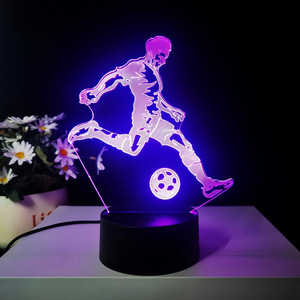 Lampe d'ambiance de football, veilleuse 3D étoile, contrôle tactile, cadeau créatif pour garçons et collègues, lampe de table en acrylique en forme de ballon de football - Product Image 6