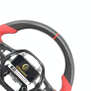 Volante de Fibra de Carbono con Cuero Perforado Rojo, Suministro de Fábrica, Por Favor, Comuníquese conmigo Después de Pagar el Depósito - Product Image 2