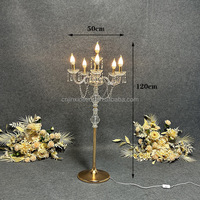 Centre de table de mariage de luxe à 5/6 têtes, en métal doré clair et acrylique, avec bougeoirs et lumières LED, décoration de mariage de haute qualité