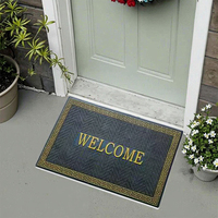 Machine d'entrée de maison moderne en PVC résistant à la corrosion tapis de porte rectangulaire en caoutchouc antidérapant fin imprimé animal puzzle motif maison