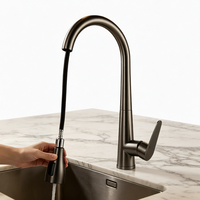 Robinet de cuisine extractible en acier inoxydable, mitigeur d'évier à poignée unique avec douchette flexible, vente en gros d'usine OEM ODM