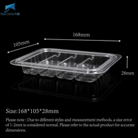 Boîte alimentaire transparente en PET à clapet, 4 compartiments, avec couvercle articulé, pour emballage à emporter, salades, fruits, sushis, traiteur