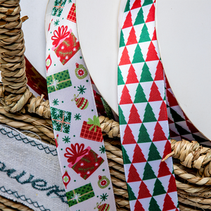 Pita Natal Mewah Cetak Transfer Panas 25mm Dekorasi Santa Claus, Kepingan Salju, Pohon, dan Rusa untuk Hadiah Natal, Buatan Pabrik - Product Image 2