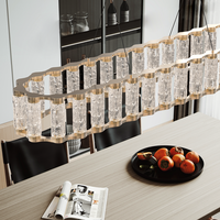 Lustre cylindrique en cristal transparent, corps doré, LED dimmable, éclairage élégant haut de gamme pour salon, garantie 3 ans