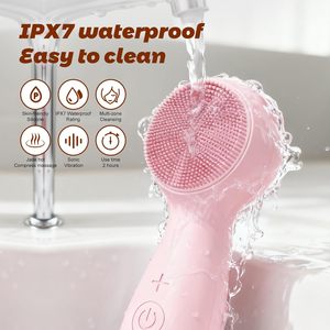 Appareil de nettoyage du visage en silicone 2 en 1 et masseur en pierre de jade chauffant vibrant, étanche IPX7, nettoyeur de visage électrique - Product Image 5