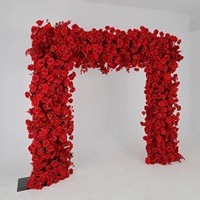 NINI Großhandel Quadratischer Künstlicher Seiden-Blumenbogen Handgefertigte Hochzeitsdekoration Hochwertige Rote Rosen für Hotel, Hochzeit, Festival und Party