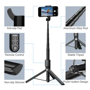 KingMa Detachable Bluetooth Wireless Vlogging Selfie Stick Tripod For Iphone 11 12 13 14 15
