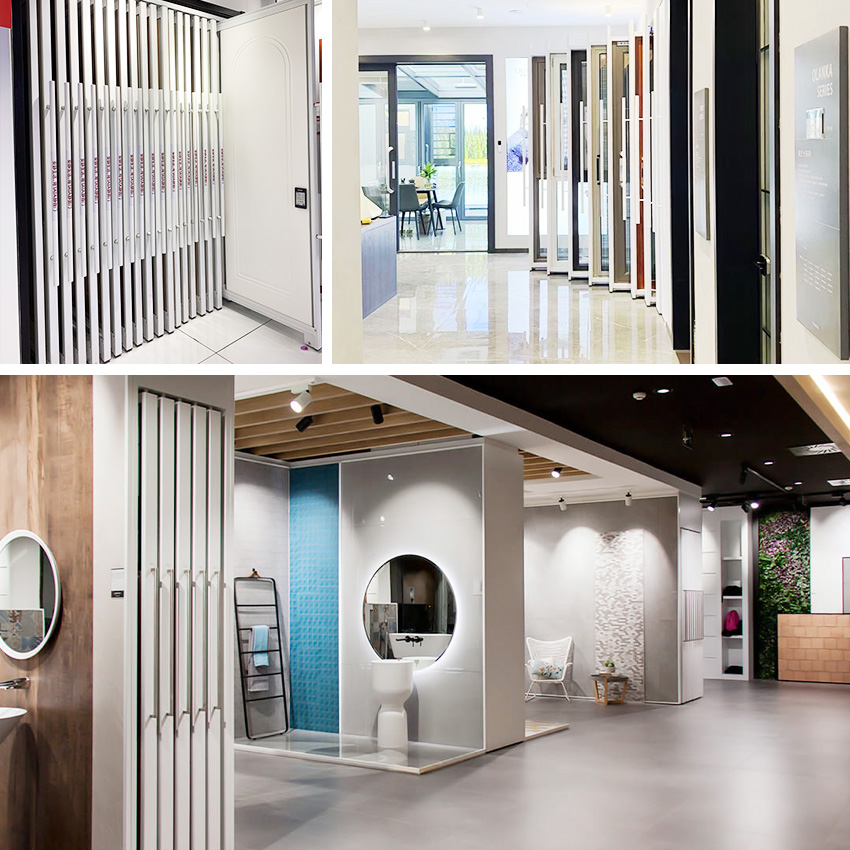 Tsianfan customized fire rated solid wood flush door display showroom core mdf pvc laminated interior flush doors sliding doors