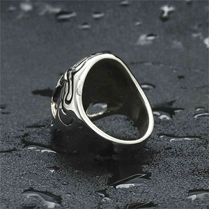 <b>Skull</b> <b>Ring</b> Men's Stainless Steel Silver Retro Punk Style Geometric Skeleton Design Gift Jewelry 26040 - Product Image 3