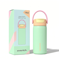 Bouteille d'eau en acier inoxydable Everich de 14 oz, compatible lave-vaisselle, avec paille anti-fuite et couvercle à clapet, réutilisable pour l'entraînement