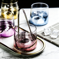 Verre à boire texturé coloré en verre de base pour whisky, cocktails, jus, eau – Vaisselle pour la maison, le bar et les restaurants