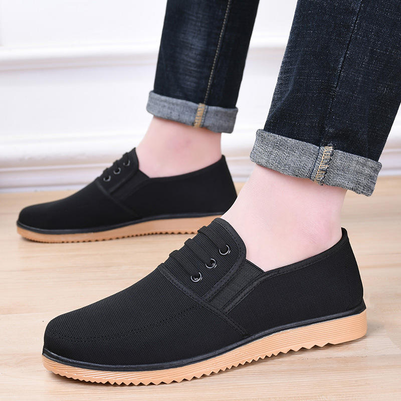 Tpr Outsole Men's Cloth Shoes Loafers Canvas Trend Walking Shoes