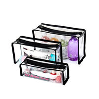 KONCAI Ensemble de maquillage personnalisé 3 en 1, sac de voyage transparent en PVC, trousse de toilette en plastique transparent avec fermeture éclair