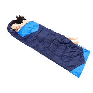 Sac de couchage de camping extérieur extra-large et extra-largeur, chaud, style enveloppe, avec capuche, color-block, coupe-vent, connectable, en coton creux - Product Image 1