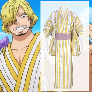 <span class=keywords><strong>Anime</strong></span> pirata e re Cosplay Costume giapponese Yukata a strisce gialle <span class=keywords><strong>Anime</strong></span> Kimono per adulti - Product Image 6