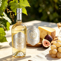 Etiqueta de Vino Metálica de Marca de Lujo Personalizada, Etiqueta de Aluminio Dorado en Relieve para Vino Tinto y Whisky
