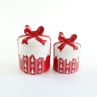Boîte cadeau personnalisée en céramique arbre de noël rond en forme hermétique pot à biscuits bonbons café thé pot de rangement pour la maison