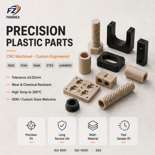 High Precision CNC Machining Nylon PA66 PA6 PEEK POM ABS Plastic Parts Engineering Component Prototype Service Customized OEM