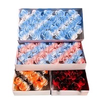 Fleurs de savon artificielles en gros, romantiques et rêveuses, respectueuses de l'environnement, teintes par pulvérisation, bleu glace écrasé Elsa rose