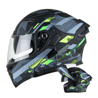 Casque de moto modulaire à visière relevable avec double visière et design ventilé pour hommes et femmes adultes
