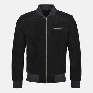 Veste en cuir noir pour homme, nouvelle veste bomber en cuir d'hiver, style en cuir de vache véritable - Product Image 1