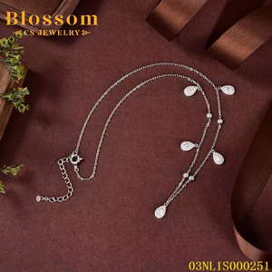 פוריחים מפעל תכשיטים סיטונאי טורקיז 925 כסף סטרלינג אביזרים גיאומטריים פשוט שרשרת זירקוניה לנשים - Product Image 5