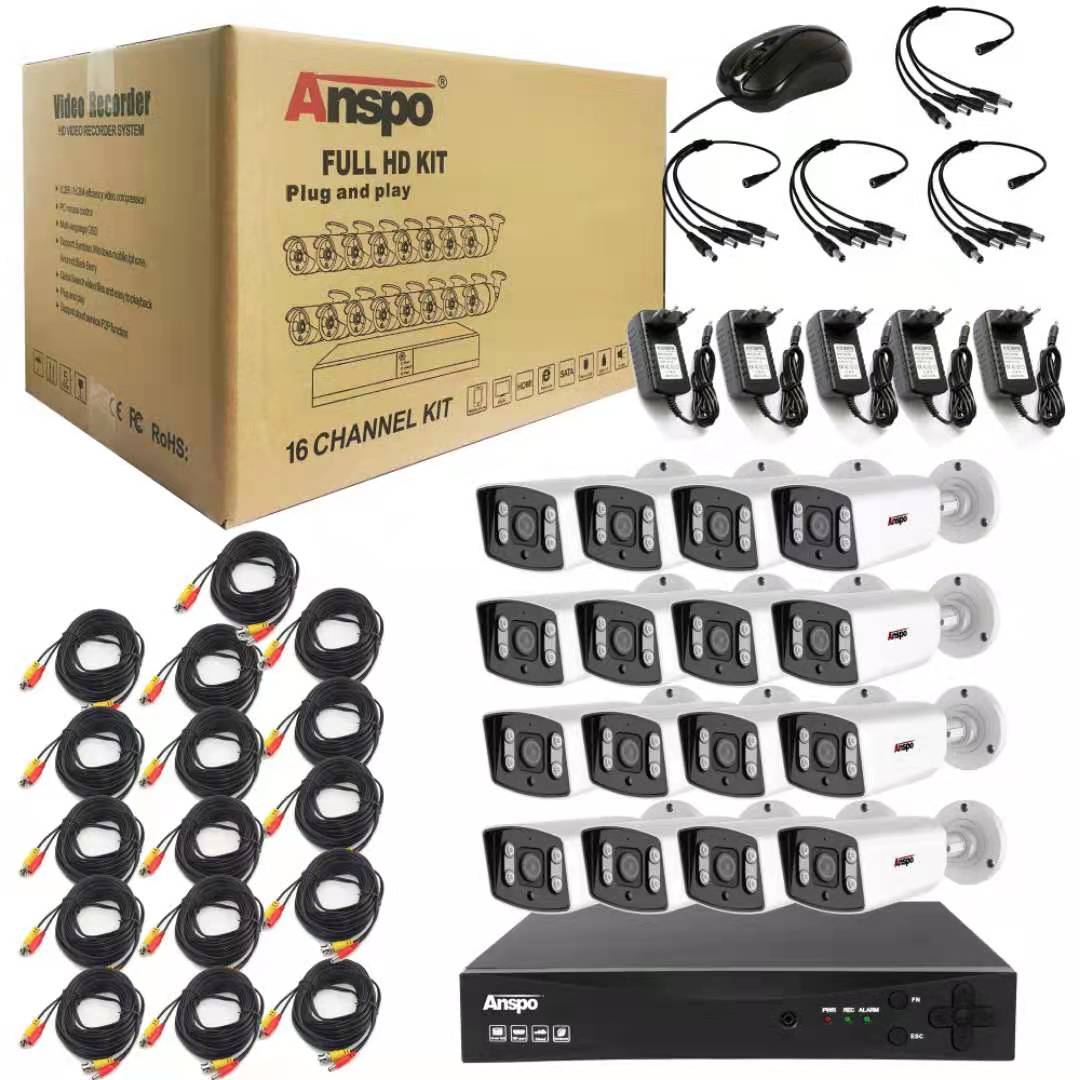 Anspo XVR 16CH Full HD комплект камеры с DVR полный набор 2mp CCTV камеры безопасности системы металла съемка в дневное и ночное время 1080p p2p CCTV dvr
