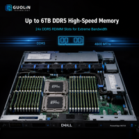 Serveur d'entreprise Dell PowerEdge R6725 1U 2 sockets, 24 DIMMs DDR5, 10x 2.5 NVMe, double alimentation Titanium à branchement à chaud