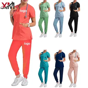 Custom Logo Hospital Nurse Uniforms Comfortable Medical Stylish Scrub Suits New Design Hospital Women Nurse Tops And Pants Set
