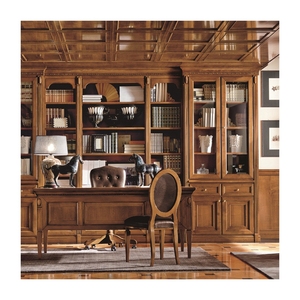 Soggiorno moderno ultimi mobili in legno disegni libreria legno quercia rossa noce log legno intagliato libreria QD--B17 - Product Image 1