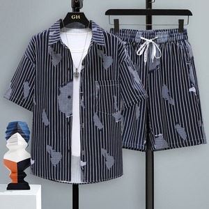 Vêtements de plage pour hommes en gros, ensemble de chemises et de shorts à manches courtes - Product Image 5