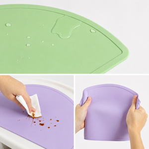 Tapis de table en silicone pour enfants, tapis d'alimentation semi-circulaire rond, résistant à la chaleur, antidérapant, tapis de table réutilisable pour bébé - Product Image 4