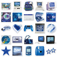 50 pièces Vintage bleu Y2K Ins mode Graffiti autocollants pour bagages téléphone bricolage décor Album Scrapbook autocollant