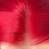 Vente en gros de perruque frontale transparente 13x4, bandeau capillaire rouge de style européen sans colle, adapté aux femmes.