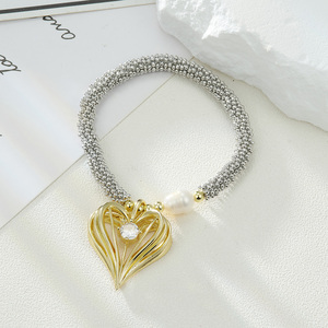 IPMIN <span class=keywords><strong>bracciale</strong></span> in argento Vintage per le donne 18K placcato oro cuore ottone alla moda <span class=keywords><strong>fiocco</strong></span> <span class=keywords><strong>di</strong></span> <span class=keywords><strong>neve</strong></span> accessori per braccialetti - Product Image 2