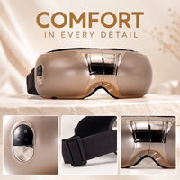 Masseur oculaire intelligent avec chaleur, compression d'air et vibration, masque de soin des yeux portable doré pour les voyages