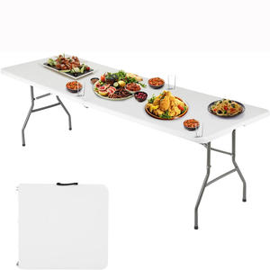 All'ingrosso 6ft bianco tavolo da pranzo all'aperto Design moderno durevole HDPE e struttura metallica compatta <span class=keywords><strong>per</strong></span> il campeggio picnic - Product Image 1
