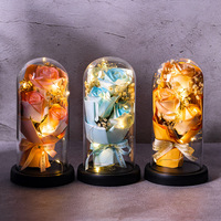 Boîte Cadeau de Fleurs de Savon en Acrylique, Bouquet de Fleurs Séchées Éternelles, Cadeau Luminescent