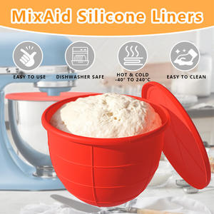 Rivestimenti in Silicone per Ciotole per Mixer <span class=keywords><strong>KitchenAid</strong></span> da 5 Qt, 3 Rivestimenti con Coperchi, Nero/Bianco/Rosso - Product Image 4