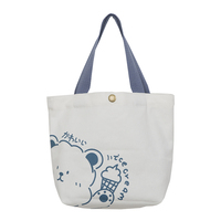 Pochette fourre-tout en lin et coton de dessin animé sacs à provisions en toile d'extérieur à la mode avec logo personnalisé pour stockage d'épicerie ou cadeau