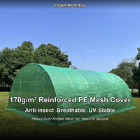 Serre extérieure pour légumes et fleurs de jardin, structure en tubes d'acier galvanisé, couverture en maille verte, 12 fenêtres