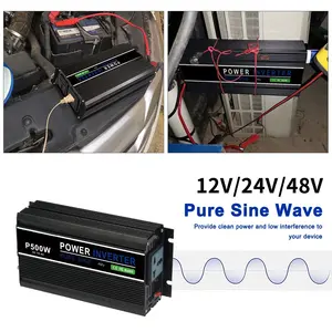 Onduleur solaire à onde sinusoïdale pure hors réseau 1500w sortie ca 24V à 220V onduleur de voiture