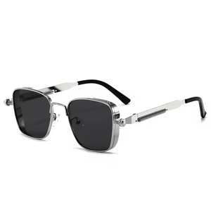 New Retro Spring Square <b>Frame</b> Steampunk Metallic Style Hip Hop Fashion <b>Sunglasses</b> UV400 Laser Logo Customize - Product Image 5