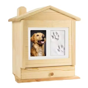 Rumah hewan peliharaan kayu hadiah kotak peti untuk anjing dan kucing dengan bingkai cetak kaki untuk bulu hewan peliharaan - Product Image 6