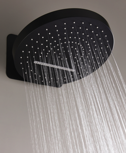 Brass Three Function Constant Temperature Concealed <b>Shower</b> Black Wall Mounted Circular Rain <b>Shower</b> <b>Head</b> Set - Product Image 3