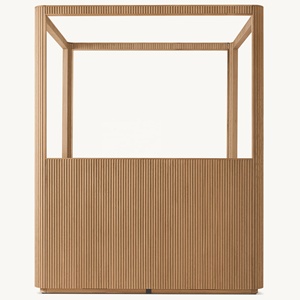 Lit <span class=keywords><strong>à</strong></span> baldaquin Grand Moderne en Chêne Américain, Taille Personnalisable, Cadre en Bois Cannelé <span class=keywords><strong>à</strong></span> Quatre Poteaux, Ensemble de Lit King Size Artisanal de Luxe en Bois Nervuré - Product Image 4