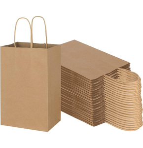 Sac en papier kraft brun personnalisé par le fabricant avec poignées - Product Image 1