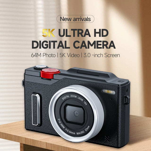 Hot Sale 5K Digital Camera 64MP CMOS 18X Zoom 3 Inch IPS Screen Vlogging Travel Photography Video Camera