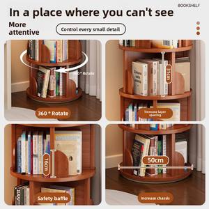 Estantería Giratoria de Bambú de 360 Grados, Mueble de Almacenamiento Móvil para Sala de Estar, Estantería de 50 cm de Diámetro - Product Image 6